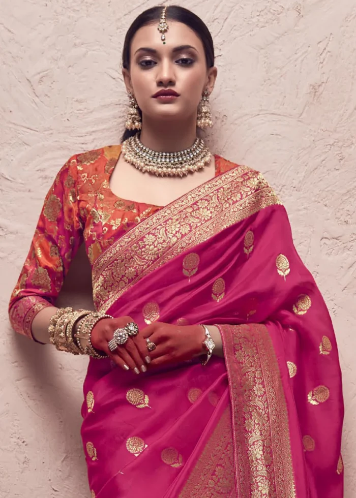 Rani Pink Banarasi Saree