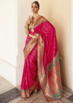 Raspberry Pink Paithani Silk Saree