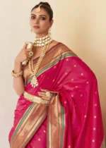 Raspberry Pink Paithani Silk Saree