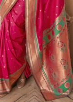 Raspberry Pink Paithani Silk Saree