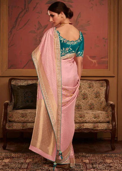 Rose Pink Banarasi Saree