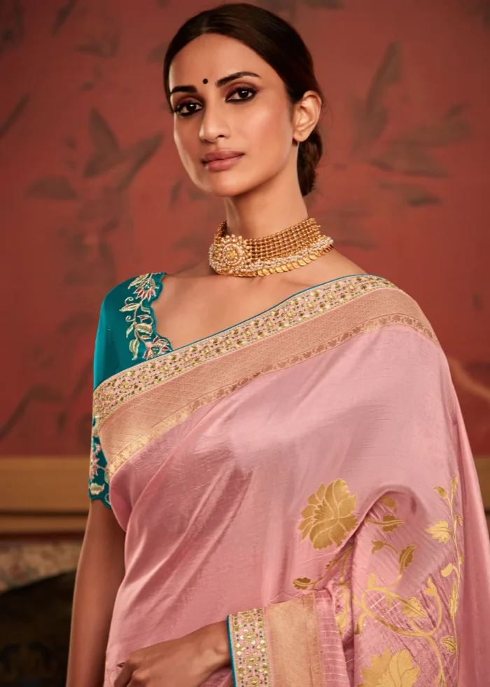 Rose Pink Banarasi Saree