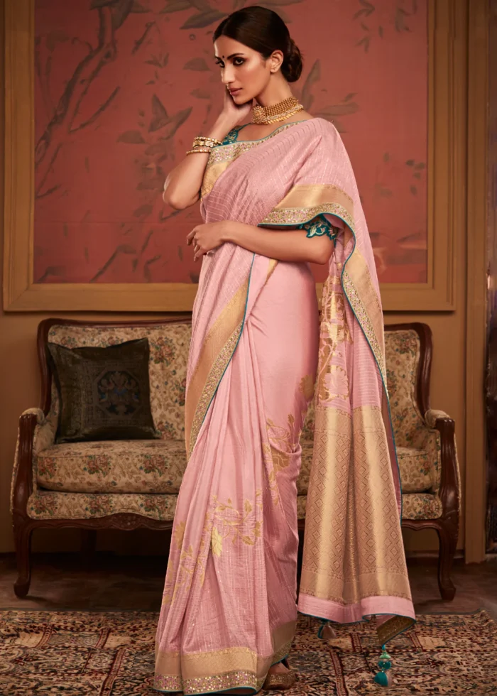 Rose Pink Banarasi Saree