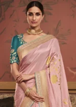 Rose Pink Banarasi Saree