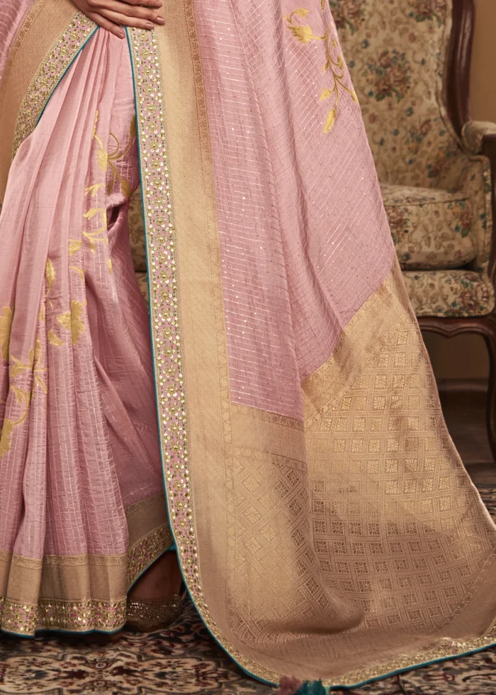 Rose Pink Banarasi Saree