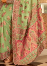 Sage Green Kashmiri Jamawar Saree