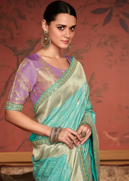 Sea Green Banarasi Saree