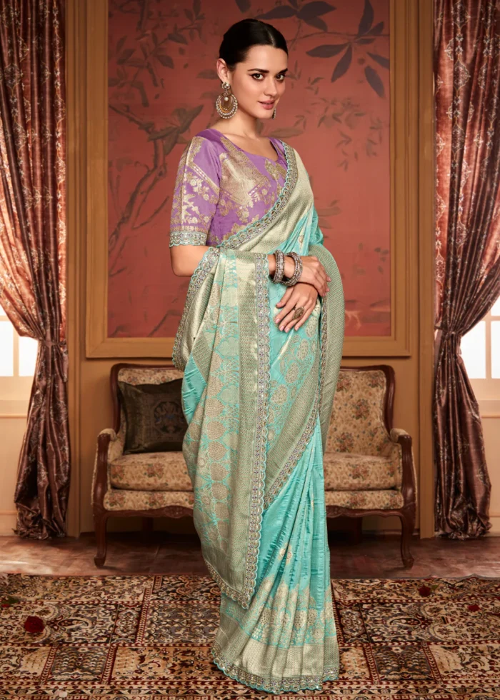 Sea Green Banarasi Saree