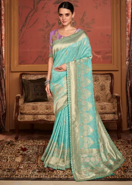 Sea Green Banarasi Saree