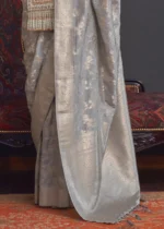 Silver Gray Banarasi Saree