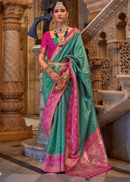 Teal Green Banarasi Saree