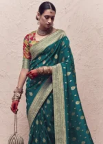 Teal Green Banarasi Saree