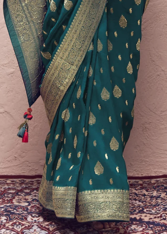 Teal Green Banarasi Saree