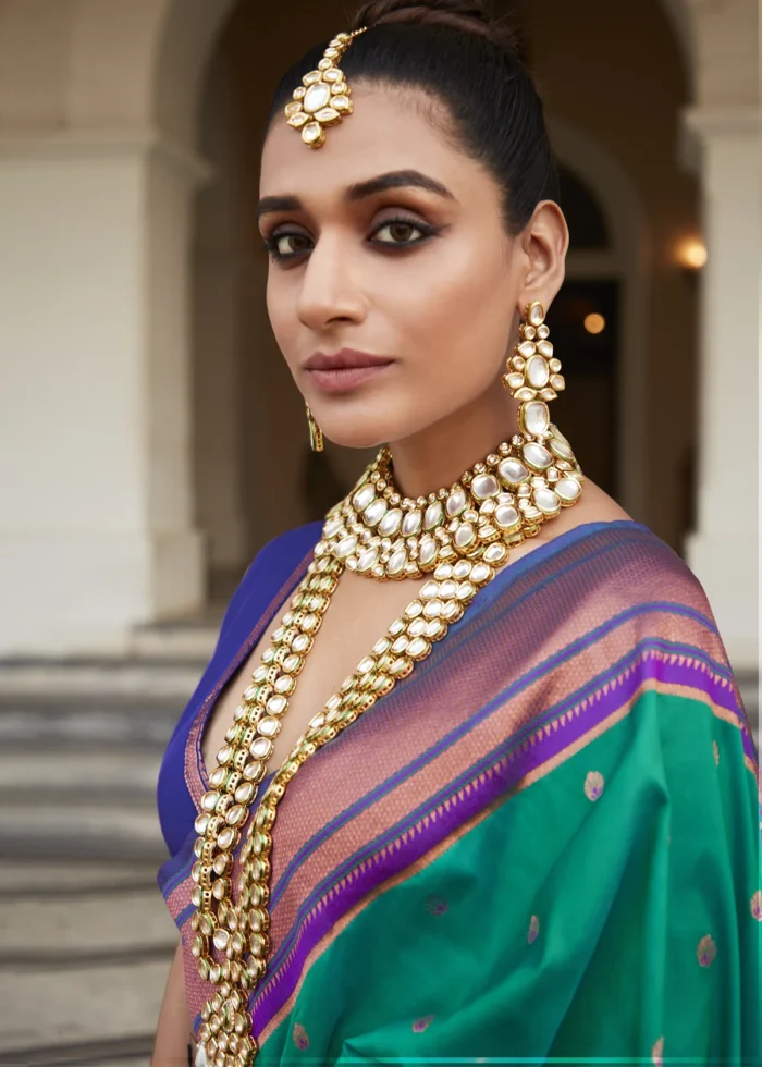 Teal Green Paithani Silk Saree