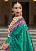 Teal Green Paithani Silk Saree