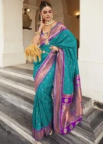 Turquoise Blue Paithani Silk Saree