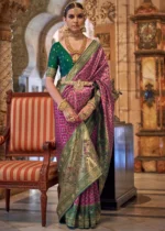 Wine Purple Banarasi Saree