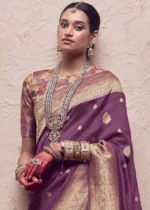 Wine Purple Banarasi Saree