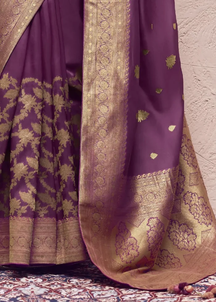 Wine Purple Banarasi Saree