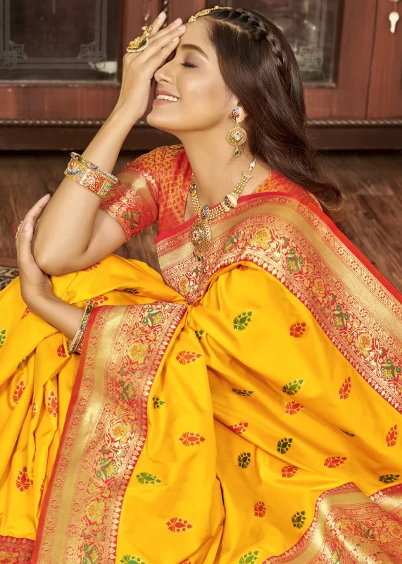 Yellow Banarasi Saree