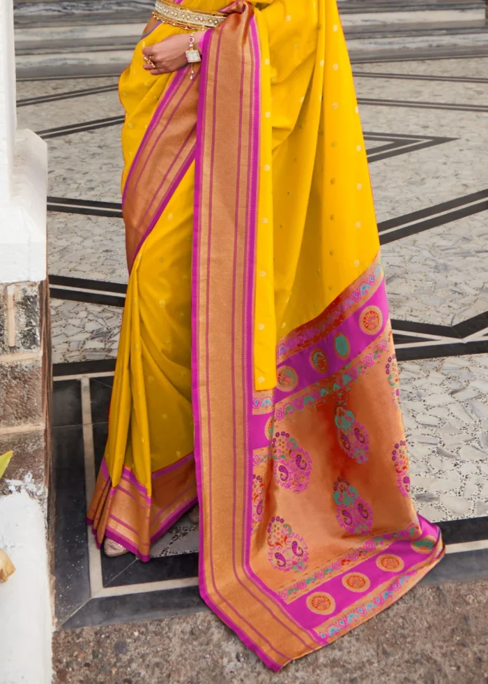 Yellow Paithani Silk Saree