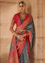 Antique Blue Banarasi Saree