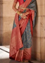 Antique Blue Banarasi Saree