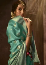 Aqua Green Banarasi Silk Saree