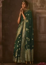 Bottle Green Banarasi Silk Saree