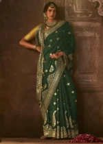 Bottle Green Banarasi Silk Saree