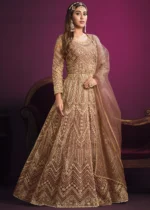 Brown Heavy Embroidery Anarkali