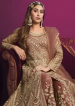 Brown Heavy Embroidery Anarkali