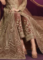 Brown Heavy Embroidery Anarkali