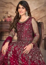 Burgundy Heavy Embroidery Anarkali