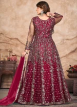 Burgundy Heavy Embroidery Anarkali