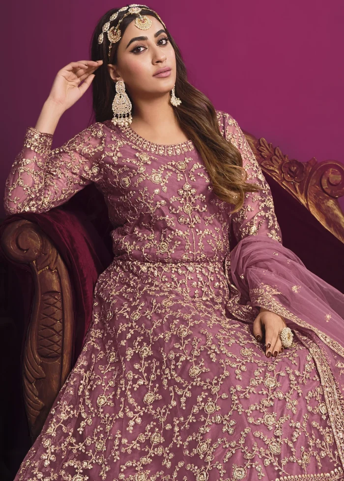 Carnation Pink Heavy Embroidery Anarkali