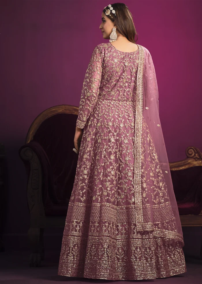 Carnation Pink Heavy Embroidery Anarkali