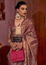 Claret Violet Banarasi Saree