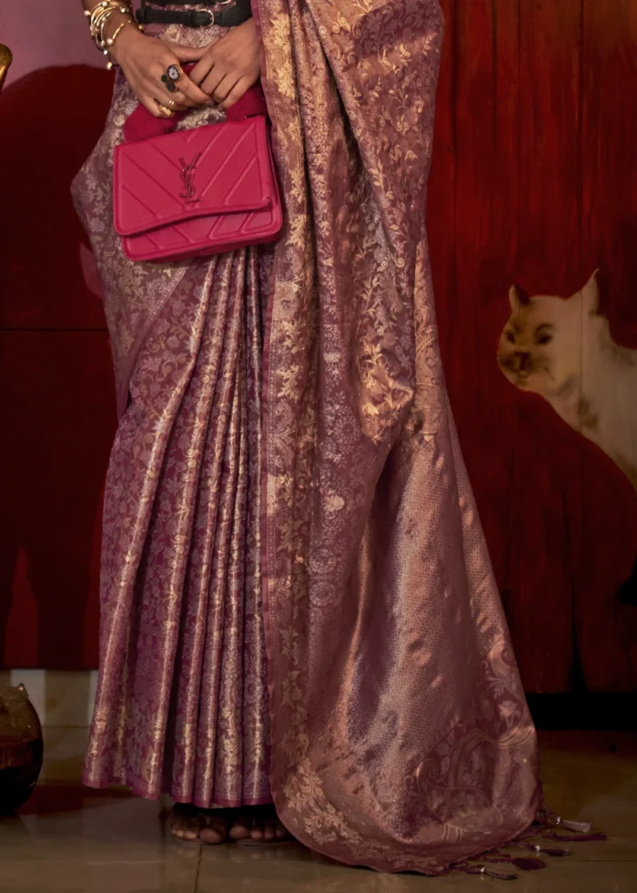 Claret Violet Banarasi Saree