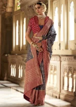 Cobalt Blue Banarasi Saree