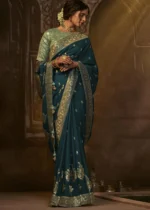 Coral Blue Banarasi Silk Saree