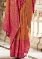 Coral Orange Banarasi Saree