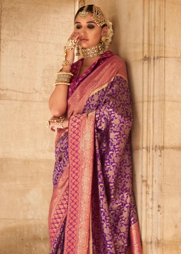 Dahlia Purple Banarasi Saree