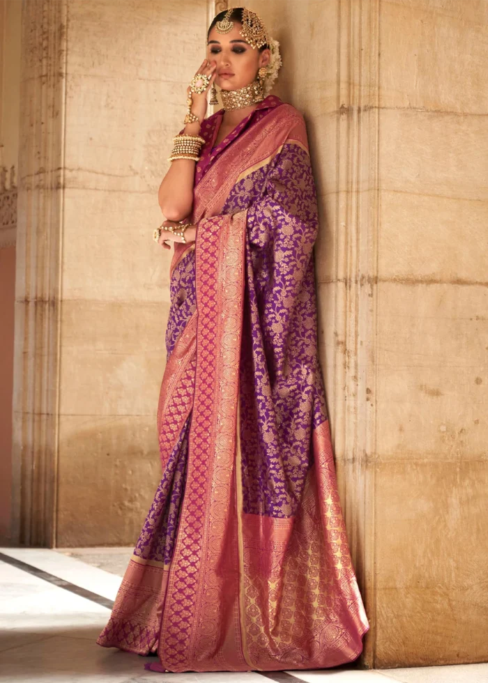 Dahlia Purple Banarasi Saree