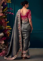 Dark Gray Kanjivaram Silk Saree