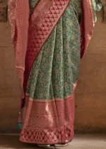 Dark Green Banarasi Saree