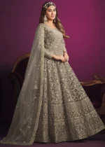 Dusty Gray Heavy Embroidery Anarkali