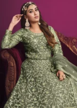 Dusty Green Heavy Embroidery Anarkali