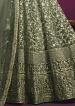 Dusty Green Heavy Embroidery Anarkali