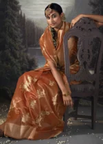 Dusty Orange Banarasi Saree